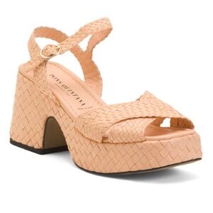 NWT PONS QUINTANA
Leather Hand Braided Guinea Cross Band Platform Sandals